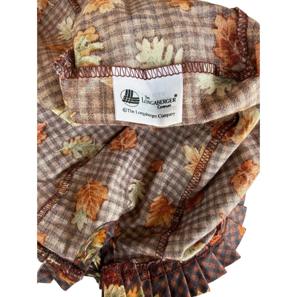Longaberger Fall Leaves Basket Liner Autumn Plaid Ruffled Tie-On Fabric Liner